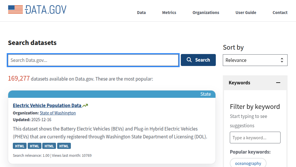 Data.gov catalog landing page Data.gov catalog landing page